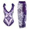 Traje de Baño Conservador Conjunto Europeo y Americano 2025 Cubre Vientre Delgado Vacaciones Playa Aguas Termales Bikini Conjunto Retro Francés