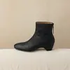 Botines cortos de moda estilo británico de 5 cm, nuevo modelo otoño e invierno 2026, puntera redonda, tacón grueso, cierre de cremallera en la parte trasera y botines para mujer