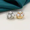 Botão Flor de Pérola Clip-On Removível Botões Decorativos de Metal com Acabamento de Luxo para Camisas, Vestidos, Acessórios de Roupa DIY