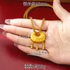 Nuevo Colgante de Arena Dorada Estilo Chino Antiguo, Tendencia Nacional Estilo Palacio, Carácter de Fortuna, Candado Ruyi, Collar de Calabaza con Borla, Joyería de Imitación Oro