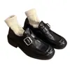 No cansan los pies~2026 Nuevos Mocasines Versátiles de Punta Cuadrada con Correa de Hebilla y Tacón Grueso para Mujer, Zapatos de Piel Negra