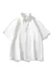 Camisa Blanca de Trabajo de Manga Corta para Hombre 2024 Verano Adolescentes Japoneses Camisa Chaqueta de Manga Media con Cuello