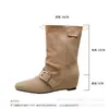 Botas Fashion Retro com Fivela Bico Quadrado Meio da Panturrilha Femininas 2026 Novo Estilo Aumento Interno Versátil Estilo Preguiçoso Botas Enrugadas Empilhadas