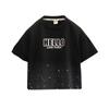 Meninos 2025 Nova Camiseta de Manga Curta Verão Novo Preto Estampa de Desenho Animado Infantil Algodão Solta Casual Meninos