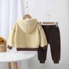 Roupas Infantis de Primavera e Outono, Veludo Infantil para Menino Super Fofo Casual com Capuz Aconchegante Suéter de Inverno Conjunto Quente Tendência