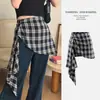 Pantalones Acampanados de Capas a Cuadros 2026 con Efecto Adelgazante, Falda Irregular de Moda Primavera Verano para Mujer