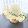 Sombrero de Sol Floral Fresco y Dulce Estilo Coreano para Niñas, Sombrero de Paja Tejido con Encaje para Niños, Sombrero de Playa al por Mayor