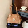 Bolsa feminina transfronteiriça nova bolsa tote com bordado retrô 2026 bolsa de ombro de camurça e pelúcia grande capacidade para o dia a dia bolsa de ombro única