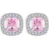 Pendientes de Plata Pura S999 con Diamantes, Forma de Cubo de Azúcar Rosa, Modelo Nuevo 2026, Diseño Exquisito de Lujo Ligero, Pendientes Personalizados