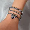 Moda Exagerada Estilo CCB Tamanho Contas Tubo Curvo Contas Elástico Pulseira de Papel Kraft Feminino Conjunto de 7 Peças