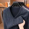 Nuevo modelo de otoño [suministro a largo plazo]] cárdigan de punto grueso, ultrasuave y antipelusa de manga larga para papá
