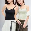 Camisola de Encaje para Clavícula con Cuello en V Francés, Diseño que Ceñe la Cintura, Efecto Adelgazante, Almohadillas para el Pecho Integradas, Adecuada para Usar Tanto por Dentro como por Fuera, Camisola de Alta Gama para Mujer 1123