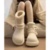 Super bonitas botas de neve Birkenstock com sola grossa, que aumentam a altura, versáteis, forradas com fleece, espessadas, de cano médio para a panturrilha, novo estilo feminino, sapatos de algodão quentes de inverno