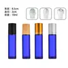 Botella de Vidrio Transparente con Bola Rodante Marrón Azul Perfume Aceite Esencial Reenvasado Botella Vacía Botella Simple Lista para Usar con Bola Rodante de Vidrio Transfronterizo