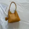 Bolsa Tote Relaxada Alta Estética Cor Sólida Textura Simples Tecida Bolsa Saco Casual Preguiçosa Sob o Braço para Ir ao Trabalho Bolsa de Ombro Único