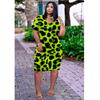 2024 Nova Saia Midi Solta de Tamanho Grande com Estampa de Leopardo e Gola V, Vestido Casual de Verão para Mulheres