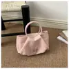Bolsa plissada nuvem para mulheres, novo modelo verão 2026, bolsa de mão em couro macio rosa, bolsa de ombro e transversal, bolsa feminina para o dia a dia