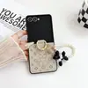 Oso Lindo y de Lujo Adecuado para Samsung Zflip5 Funda Protectora para Teléfono Móvil con Colgante Flip3 Arriba y Abajo Plegable Modelo Caliente