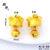 Pingente de Sino Duradouro e Que Não Desbota Que Atrai Riqueza e Boa Sorte, Pingente Pequeno Banhado a Ouro com Cabeça de Tigre e Laço, Acessórios Banhados a Ouro para DIY