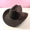 Cross-border Amazon Novo Estilo One-word Top Masculino e Feminino Aba Grande Chapéu de Cowboy Ocidental Aba Curva Chapéu Padrão Litchi Cinto