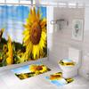 Amazon Transfronterizo Popular Serie Girasol Impresión Digital Poliéster Impermeable y Resistente al Moho Cortina de Ducha Juego de Cuatro Piezas Fabricante