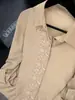 Camisa para Mujer Estilo Europeo y Americano Transfronterizo Suave para el Trabajo con Adorno de Encaje, Solapa y Diseño de Botones a un Lado, Corte Holgado, Ropa para Mujer que Adelgaza