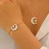 Collar Colgante de Diamante Estrella y Luna de Lujo Moda Transfronteriza Cadena para Clavícula de Mujer con Estrella y Luna Ropa de Mujer para Vacaciones