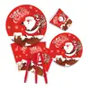 Fiesta Temática de Papá Noel Rojo Vajilla Desechable de Papel Plato de Papel Servilleta de Papel Cuchillo Tenedor Cuchara Accesorios de Decoración Suministros