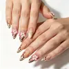 Nueva pieza de uña transfronteriza estilo europeo y americano con taladro largo cuadrado negro arte de uñas francés amor tridimensional diamante roto usar uña