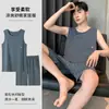 Pijama para Hombre Verano Imitación Algodón Delgado 2026 Nuevo Estilo Chaleco Shorts Conjunto de Ropa para el Hogar para Hombre Talla Grande Sin Mangas Verano