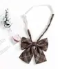 Corbata a cuadros marrón retro para mujer, estilo japonés universitario, estilo holgado, estilo JK, pajarita pequeña, corbata de mano para hombre.