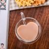 Copo Criativo de Vidro de Camada Dupla, Copo de Camada Dupla em Formato de Coração com Alça, Copo para Chá de Leite, Copo de Café Popular, Vidro Resistente ao Calor
