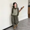 Conjunto de Ropa de Otoño para Niñas 2026 Nuevo de Moda Chal Rayado Falso Dos Piezas Top de Manga Larga y Pantalón con Falda Conjunto de Tres Piezas