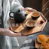 Bandeja de té de madera maciza, bandeja de madera de nogal con troncos enteros, bandeja de taza de té de madera para el hogar, bandeja de té pequeña y sencilla, bandeja para juego de té