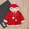 Jaqueta de inverno europeia e americana para meninas, com capuz, de Natal, com mangas compridas, espessada em fleece, roupas infantis ins
