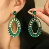 Brincos Ovais de Diamante Acessíveis de Luxo Retrô Brincos de Nicho Francês da Moda Brincos Geométricos Elegantes de Alta Qualidade Populares para Mulheres