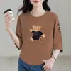 E-commerce Transfronteiriço Comércio Exterior Mãe Meia-idade e Idosos Camiseta de Manga Três Quartos Solta Tamanho Grande Meninas Cheinhas Cobertura da Barriga Emagrecimento Top de Manga Curta