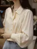 Camisa Soligther de Lyocell Francés de Doble Botonadura Holgada con Mangas de Linterna para Mujer en Otoño