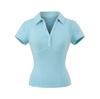 Ins Camiseta de Manga Corta para Mujer Camisa Polo Adelgazante Verano 2025 Estilo Europeo y Americano Sexy Slim Corta con Solapa