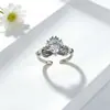 Anillo Ajustable de Lujo Ligero Geométrico Chapado en Cobre 18K Doble Corazón de Palma Corona, Anillo Ajustable de Estrella Estilo Minimalista Personalizado