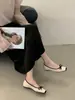 Jomeiforsan Brisa Suave de Noche Nariz de Cerdo Cuadrado Lazo Zapatos de Ballet Altura Interior Temperamento Zapatos de una Sola Capa para Mujer