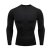 Ropa de Fitness de Manga Larga para Hombre, Capa Base Deportiva Transpirable de Poliéster, Body Deportivo Casual, Camiseta Elástica Moldeadora