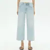 Jeans Rectos Cortos Lavados Azul Claro Retro Edición Nanyou Tiro Bajo Adelgazantes Desgastados Jeans de Commuter