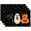 Manteles individuales de lino con temática de Halloween, diseño de estampado de fantasmas de Amazon, manteles decorativos para restaurantes, resistentes al calor, serie transfronteriza
