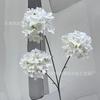 Hortensia de 3 cabezas con copos de nieve, hortensia pequeña, hogar, hortensia de madera suave, flor artificial, auditorio de bodas, arreglo floral de viento Monet, diseño de sala de bodas