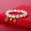 Pulsera de bestia dorada con esmalte fluorescente antiguo de Pekín pulsera luminosa color rosa flor de cerezo pulseras de amor para una familia de tres para mujeres