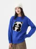 Suéter Feminino HJCAMEL Little Panda Outono e Inverno Moda High-end Preguiçoso Espessado Gola Redonda