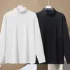 Roupa íntima térmica com forro de veludo, espessa e quente, camiseta de camada base unissex com gola alta, camiseta de manga longa lisa, top de outono
