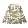 Camiseta de manga larga con camuflaje retro americano de oso mágico, sudadera de punto gofrado, estilo retro universitario, camiseta básica de cuello redondo, unisex