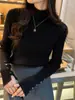 Suéteres de Estilo Suave con Aspecto Adelgazante para Mujeres en Invierno Tallas Grandes mm Gorditos con Parte Inferior de Alto Fondo Suéter de Cuello Semialto